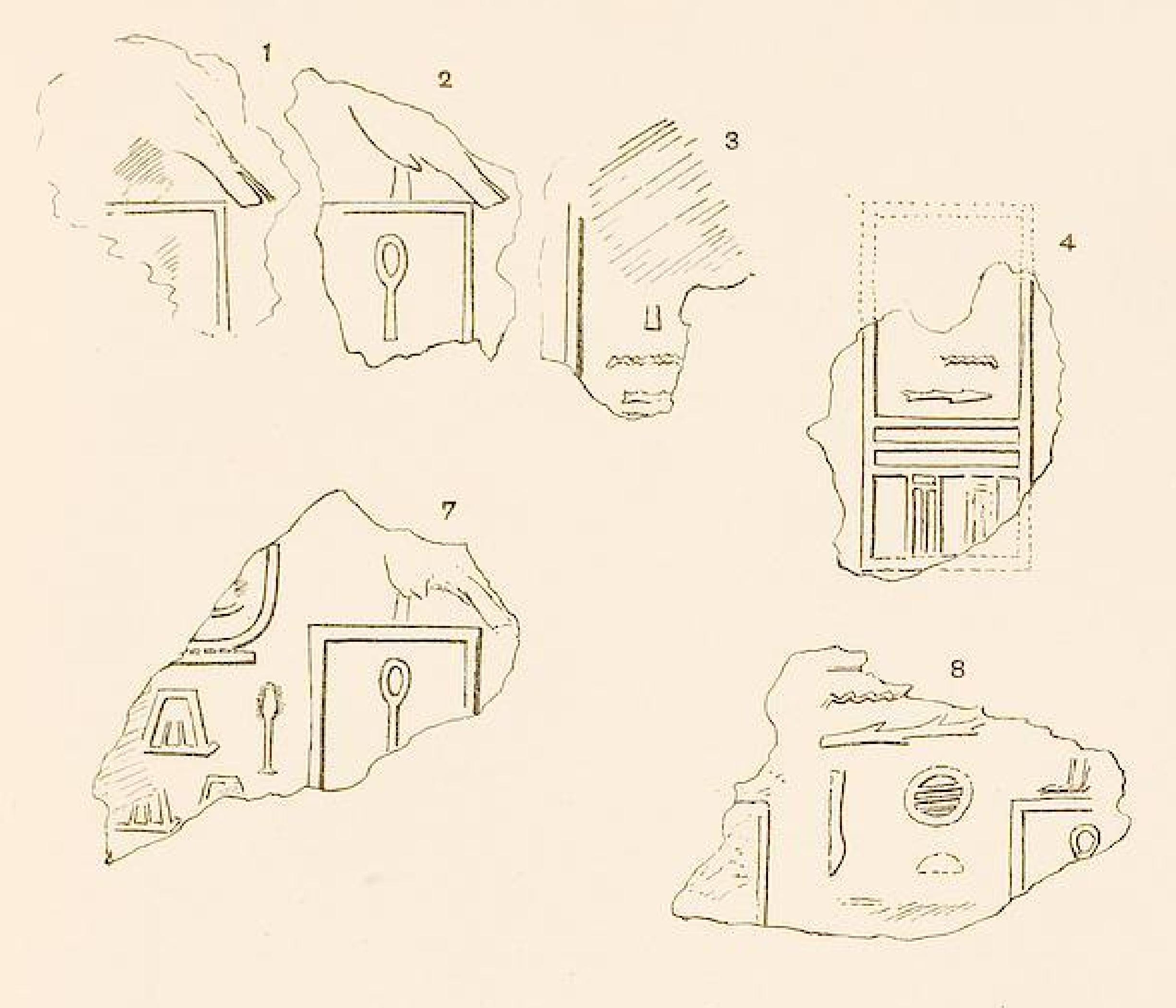 Authentic Plate XIX detail showing a broad group of Garstang's published drawings of sealings from K2, without identifying any one impression